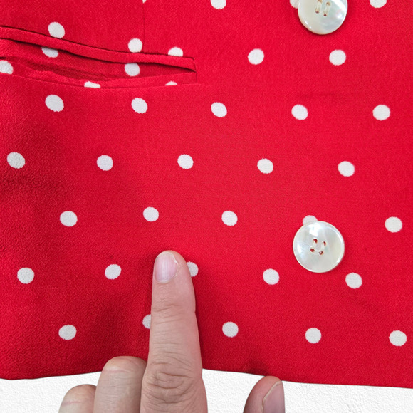 1980s Vintage David Brooks Red White Polka Dot Retro Career Skirt Suit Size 2 - Picture 6 of 16